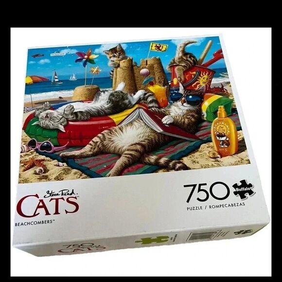 Buffalo Games Cats Collection Beachcombers 750-Piece Interlocking Jigsaw Puzzle - Picture 1 of 4